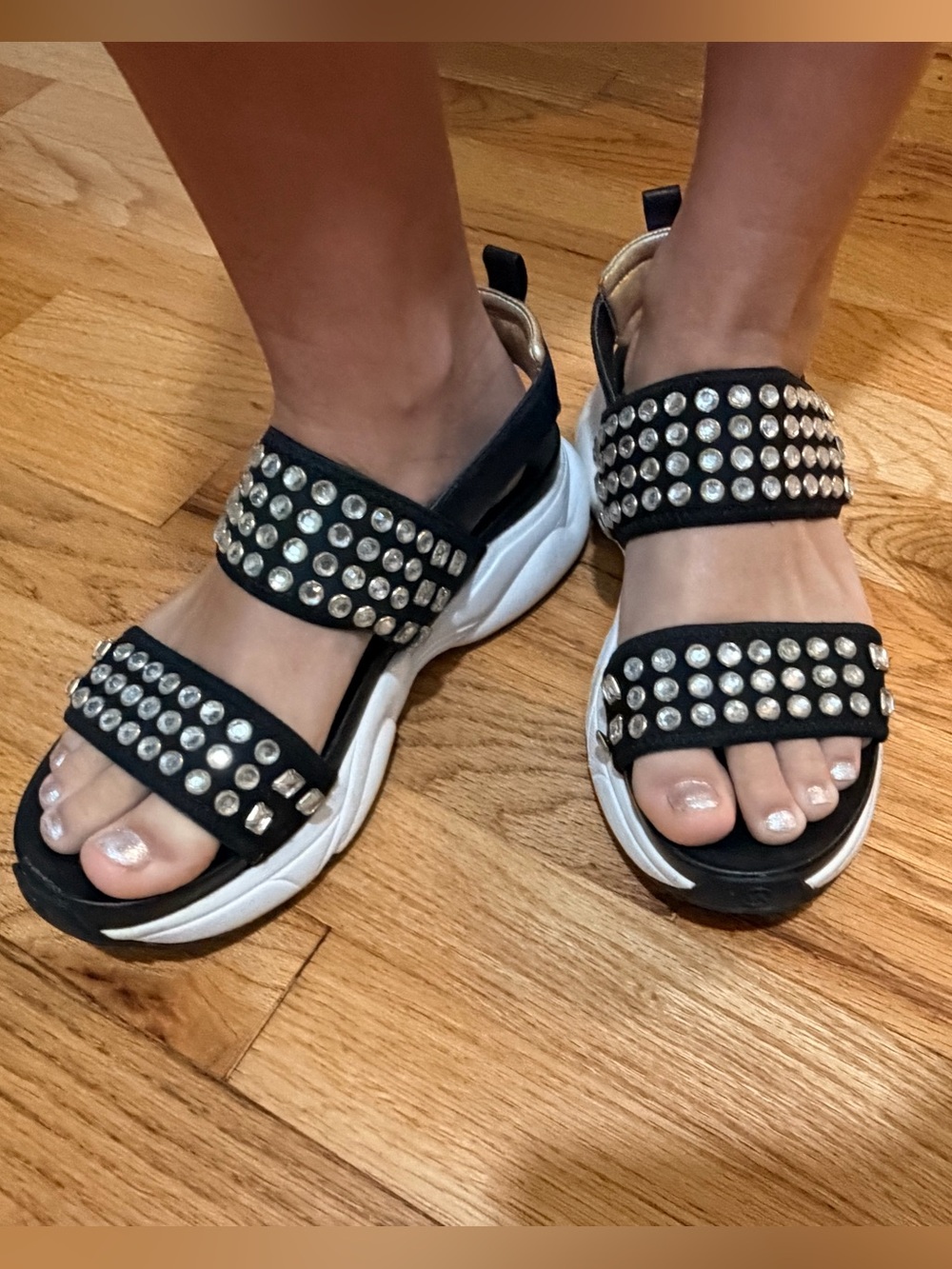 Michael Kors Rooney Sandals Women's Black Studded Platform Sport Sandals size 9